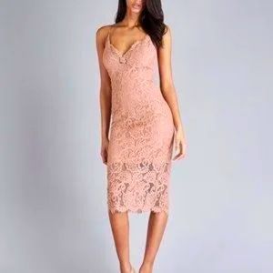 NWT | Bardot GIA Midi Blush Pink Lace Pencil Dress | Color: Cream/Pink | Size: 4
